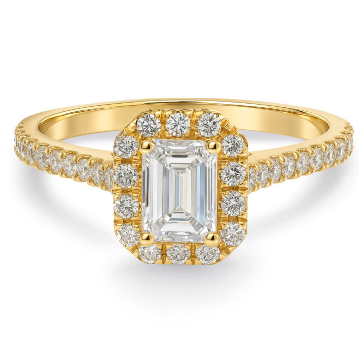 Anillo Solitario Compromiso Talla Esmeralda Seline 0.60 - Ouro amarelo solitário