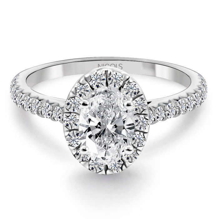 Diamond Engagement Ring 0.70Ct Oval Cut Seline - Rings