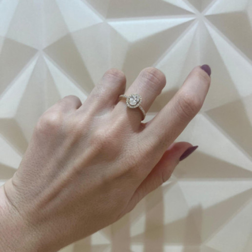 Anillo Solitario Diamante Oval Seline 0.70 Ct Oro Amarillo - Ovales Schnitzen 2