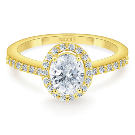 Anillo Diamante Oval 0.50 Sunset Oro Amarillo - rosetón
