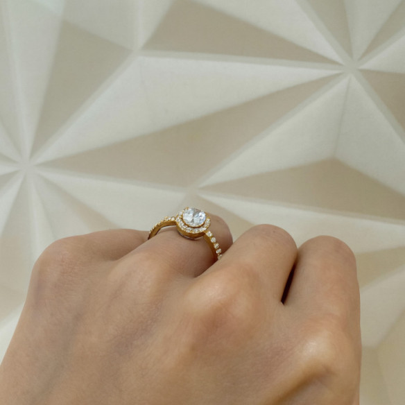 Anillo Diamante Oval 0.50 Sunset Oro Amarillo - rosetta