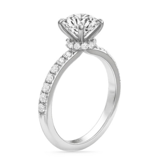 Anillo Diamantes Veiled Halo 0.75 ct Oro Blanco - Einsames gelbes Gold 2