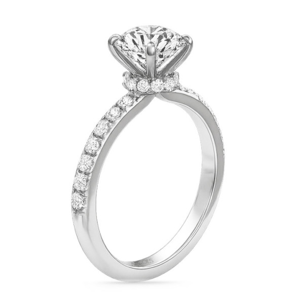 Anillo Diamantes Veiled Halo 0.75 ct Oro Blanco - Ouro amarelo solitário