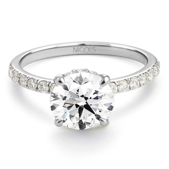Veiled Halo Diamond Ring 1.50 ct White Gold - White Gold Engagement Rings Solitaire