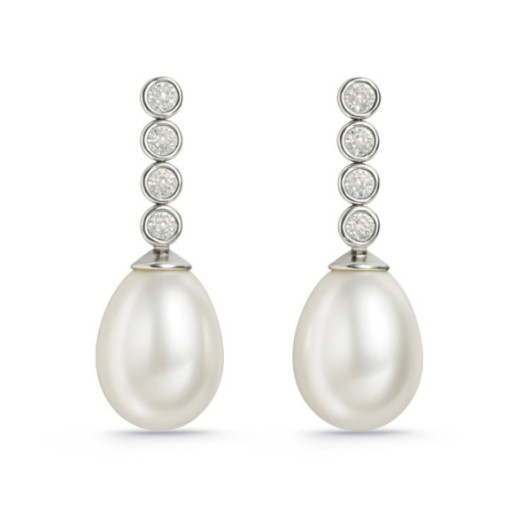 Pearl and Diamonds Bride Serenity Earrings 0.33 - Pearl Earrings