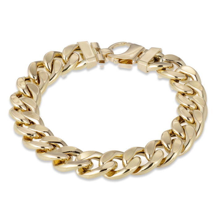 Pulsera Oro 18K Eslabon Cubano 12Mm 18,5cm - Joyas de Hombre