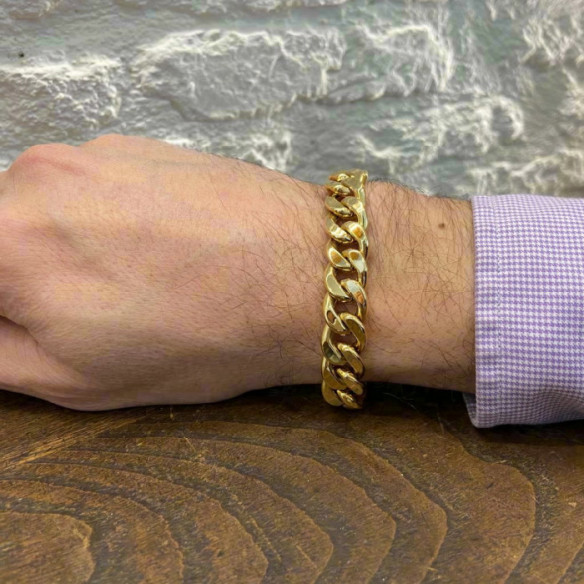 Pulsera Oro 18K Eslabon Cubano 12Mm 18,5cm - Jóia do homem