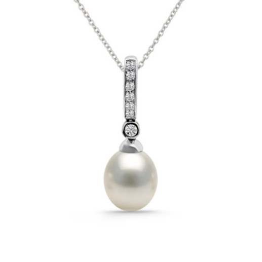 Colgante Perla y Diamantes Novia Serenidad 0.14 - Pingentes de diamantes