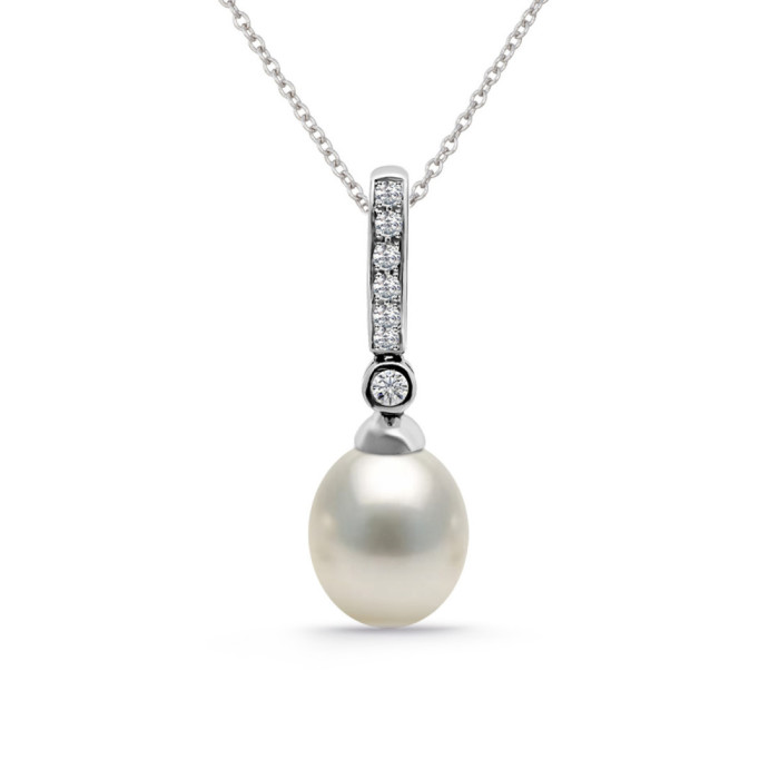 Colgante Perla y Diamantes Novia Serenidad 0.14 - Colgantes de Diamantes