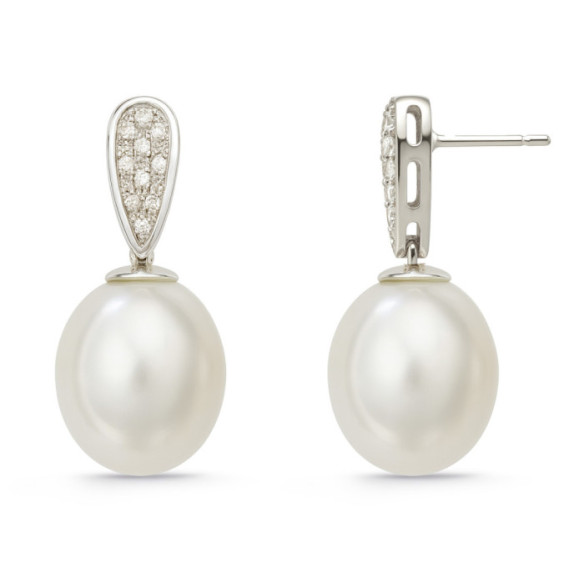 Pérolas senhora brincos de diamante - Brincos de pérolas