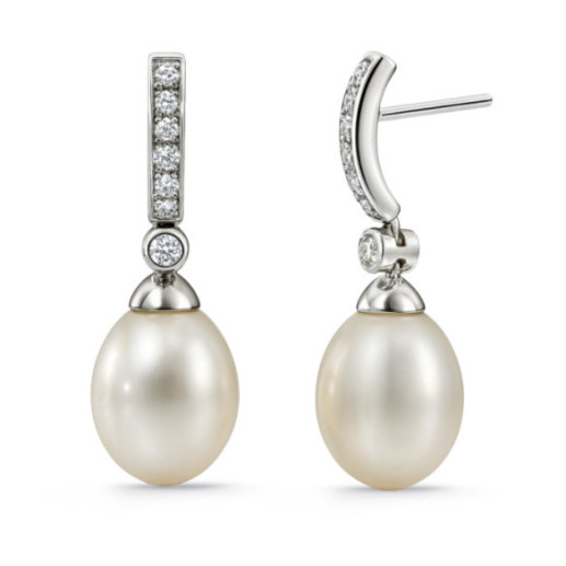 Pendientes Perla y Diamantes Novia Serenidad 0.28 - Pendientes de Perlas