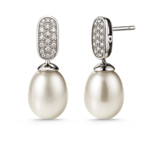 Pendientes Perla y Diamantes Novia Serenidad 0.25 Ct - Pendientes de Perlas
