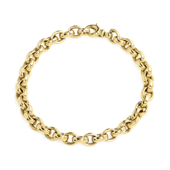 Pulsera Oro 18K Eslabon Oval 8X6 - Joyas de Hombre