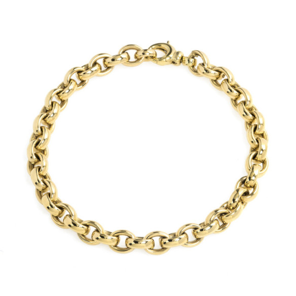Pulsera Oro 18K Eslabon Oval 8X6 - Joyas de Hombre