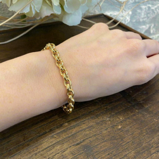 Pulseira de ouro 18K Eslabon Oval 8X6 - Jóia do homem 2