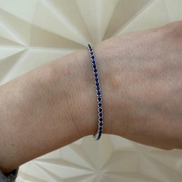 Pulsera Zafiros Azules 2.45Ct Oro Blanco Rainbow - Pulseras Piedras Color
