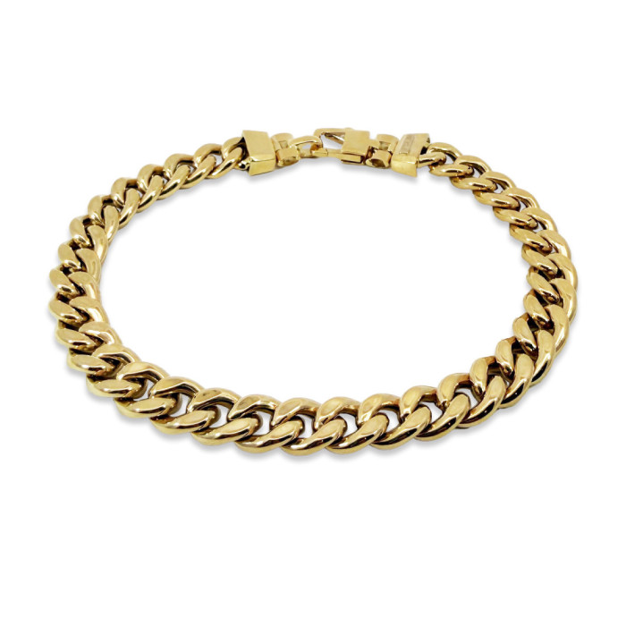 Pulsera Oro 18K Eslabon Cubano 7Mm 19cm - Joyas de Hombre