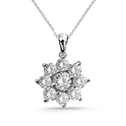 Collar Flor Estrella Diamantes 0,95 Ct - Brincos de noiva