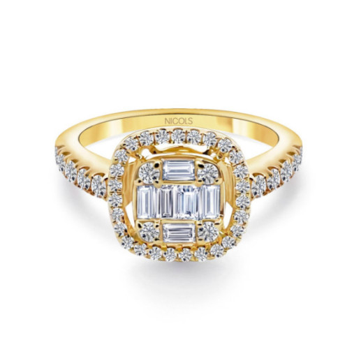 Anillo De Compromiso Aniversario Square - Talla Baguette