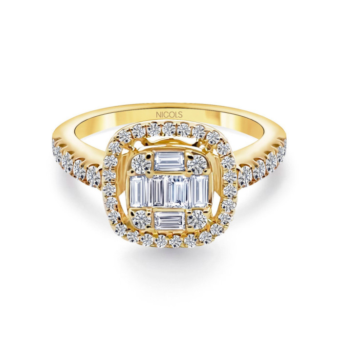 Anillo De Compromiso Aniversario Square - Schnitzen von Baguette