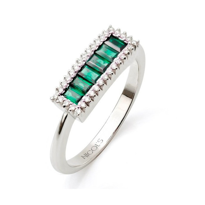 NICOLS Colour Line Smaragd- og Diamantring