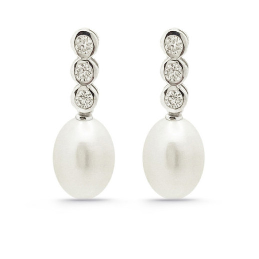 Brincos clássicos pérolas de diamante - Brincos de pérolas