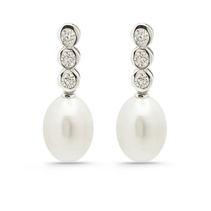 Pendientes Perlas Classic Diamond - Pendientes de Perlas