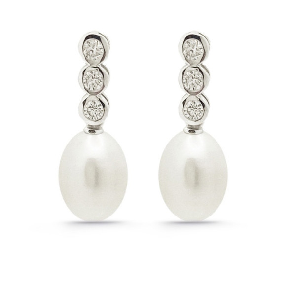 Pendientes Perlas Classic Diamond - Pendientes de Perlas