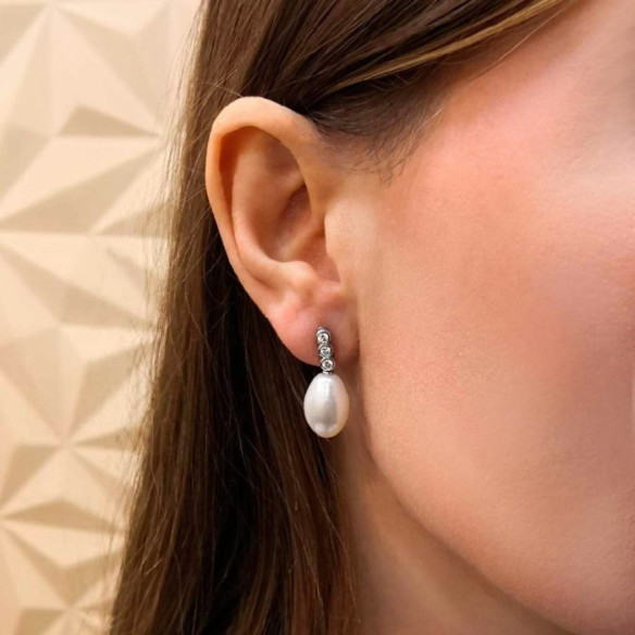 Pendientes Perlas Classic Diamond - Pendientes de Perlas