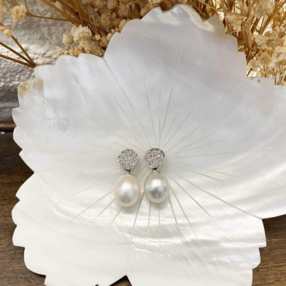 Perlen Lady Diamant Ohrringe - Perlenohrringe