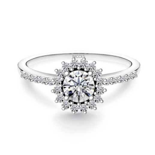 Anillo Solitario Margarita 0.30 brazo diamantes - Brillant