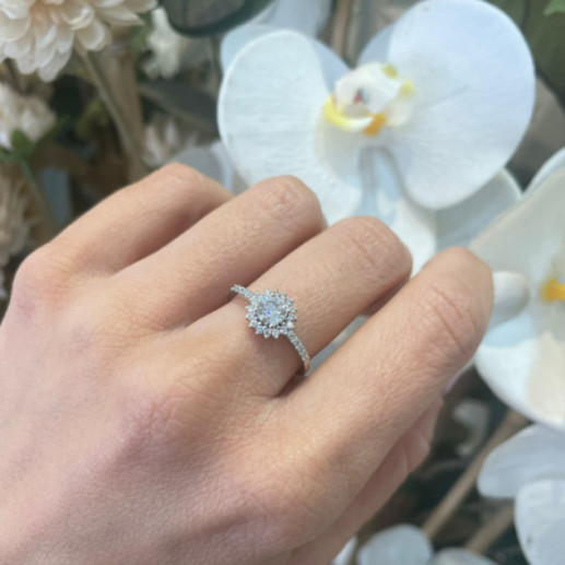 Anillo Solitario Margarita 0.50 brazo diamantes - Talla Brillante 2