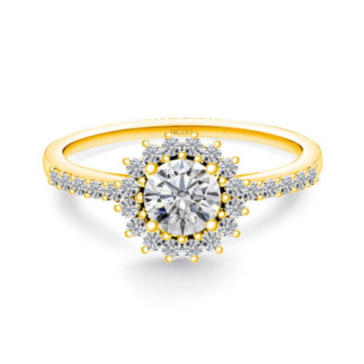 Anillo Solitario Margarita 0.50 brazo diamantes Oro Amarillo - Anillos de Promesa Diamantes