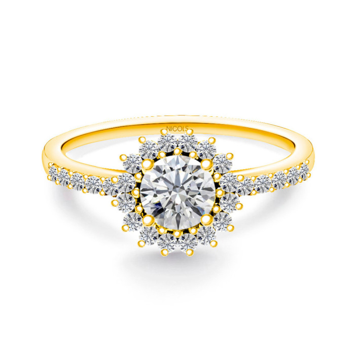 Anillo Solitario Margarita 0.50 brazo diamantes Oro Amarillo - Versprechen Ringe Diamanten