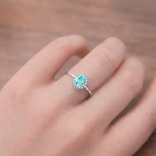 Anillo Topacio Sky y Diamantes Oro Blanco Candy - Anillos Otras Piedras Preciosas 2