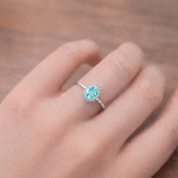 Anillo Topacio Sky y Diamantes Oro Blanco Candy - Anillos Otras Piedras Preciosas
