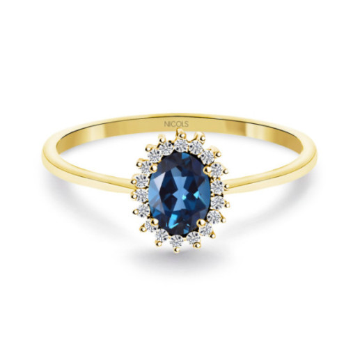 Anillo Topacio London Diamantes Oro Amarillo Candy - Anillos Otras Piedras Preciosas