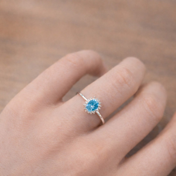 Anillo Topacio Azul y Diamantes Oro Blanco Candy - Ringe andere Edelsteine