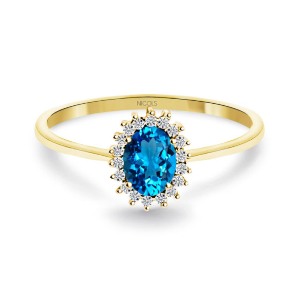 Anillo Topacio azul y Diamantes Oro Amarillo Candy - Anéis Outras pedras preciosas