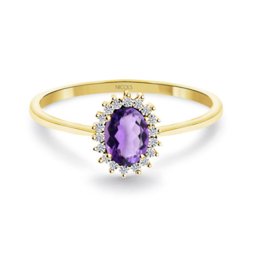 Anillo Amatista y Diamantes Oro Amarillo Candy - Anéis Outras pedras preciosas