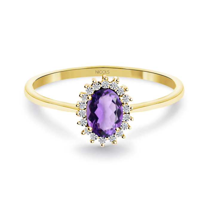 Candy Yellow Gold Amethyst and Diamond Ring - Rings other precious stones