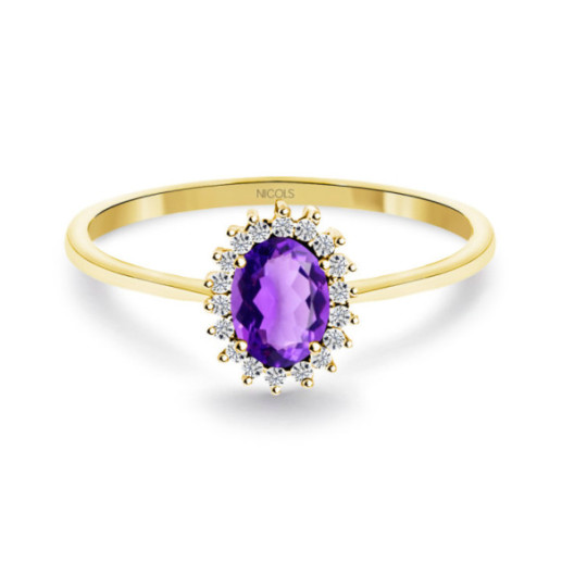 Anillo Amatista Santamaria y Diamantes Oro Amarillo Candy - Anillos Otras Piedras Preciosas