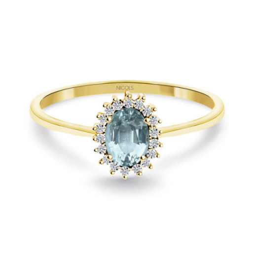 Anillo Aguamarina y Diamantes Oro Amarillo Candy - Ringe andere Edelsteine