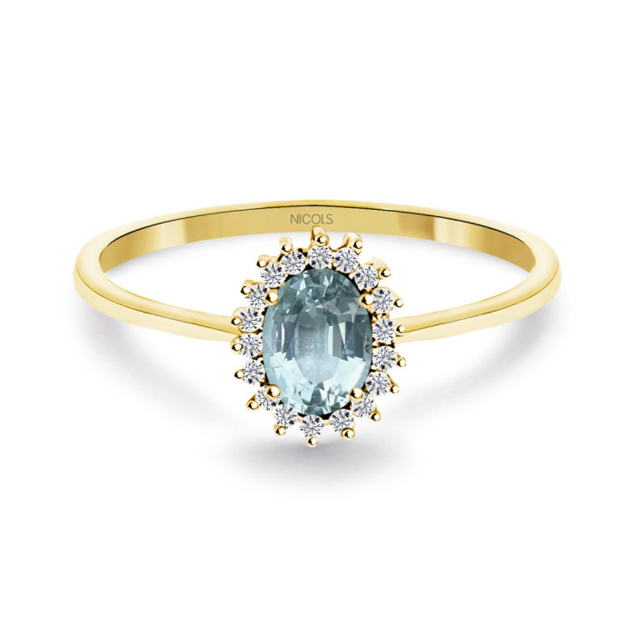 Anillo Aguamarina y Diamantes Oro Amarillo Candy - Bagues Autres pierres précieuses