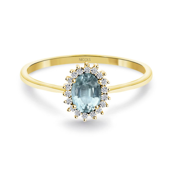 Anillo Aguamarina y Diamantes Oro Amarillo Candy - Bagues Autres pierres précieuses