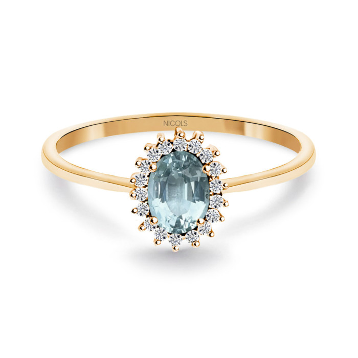 Anillo Aguamarina y Diamantes Oro Rosa Candy - Ringe andere Edelsteine