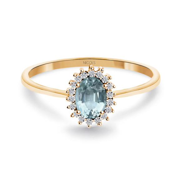 Anillo Aguamarina y Diamantes Oro Rosa Candy - Ringe andere Edelsteine