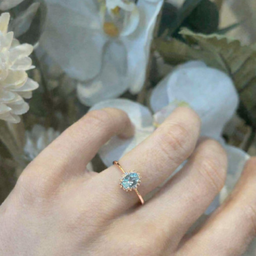 Anillo Aguamarina y Diamantes Oro Rosa Candy - Ringe andere Edelsteine 2