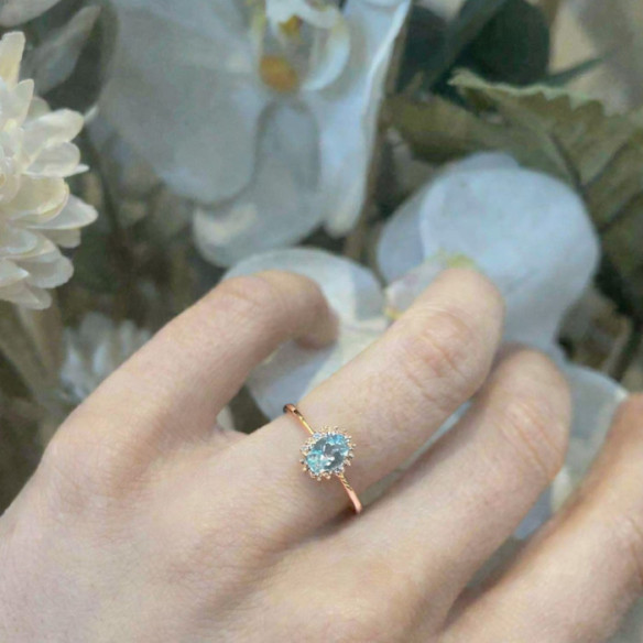 Anillo Aguamarina y Diamantes Oro Rosa Candy - Anelli altre pietre preziose