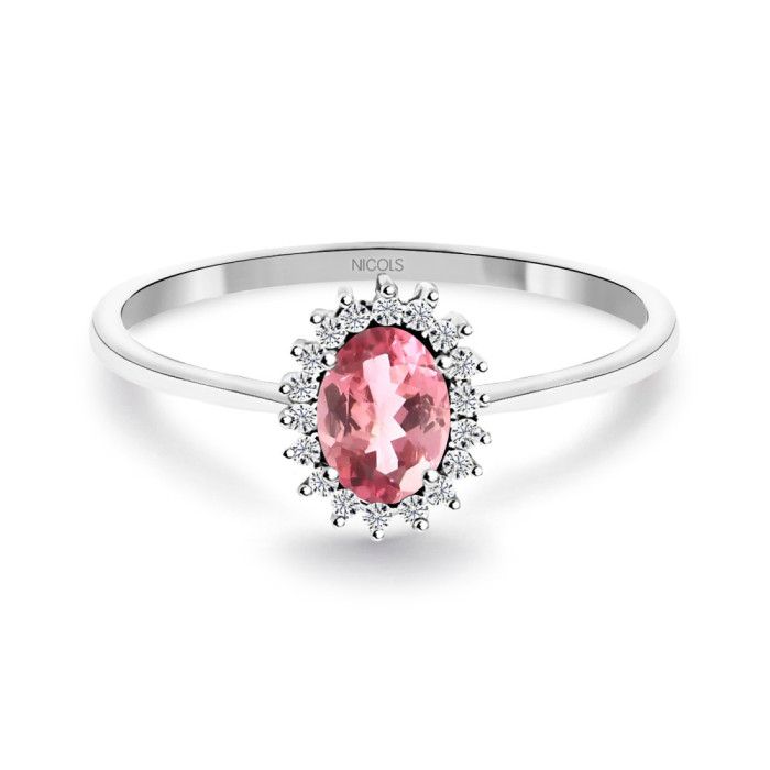 Anillo Turmalina Rosa y Diamantes Oro Blanco Candy - Bagues Autres pierres précieuses